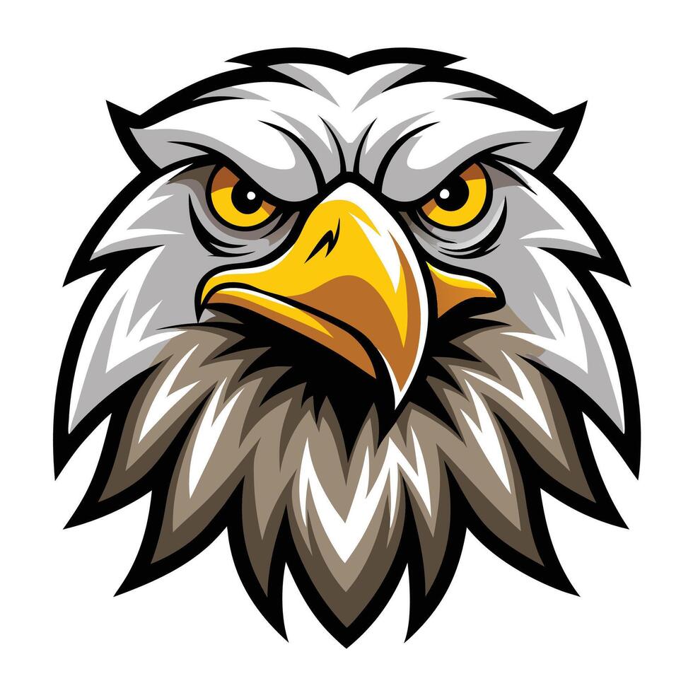 an eagle head with a big beak and yellow eyes vector