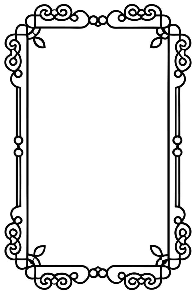 a black and white drawing of a frame with ornate design vector