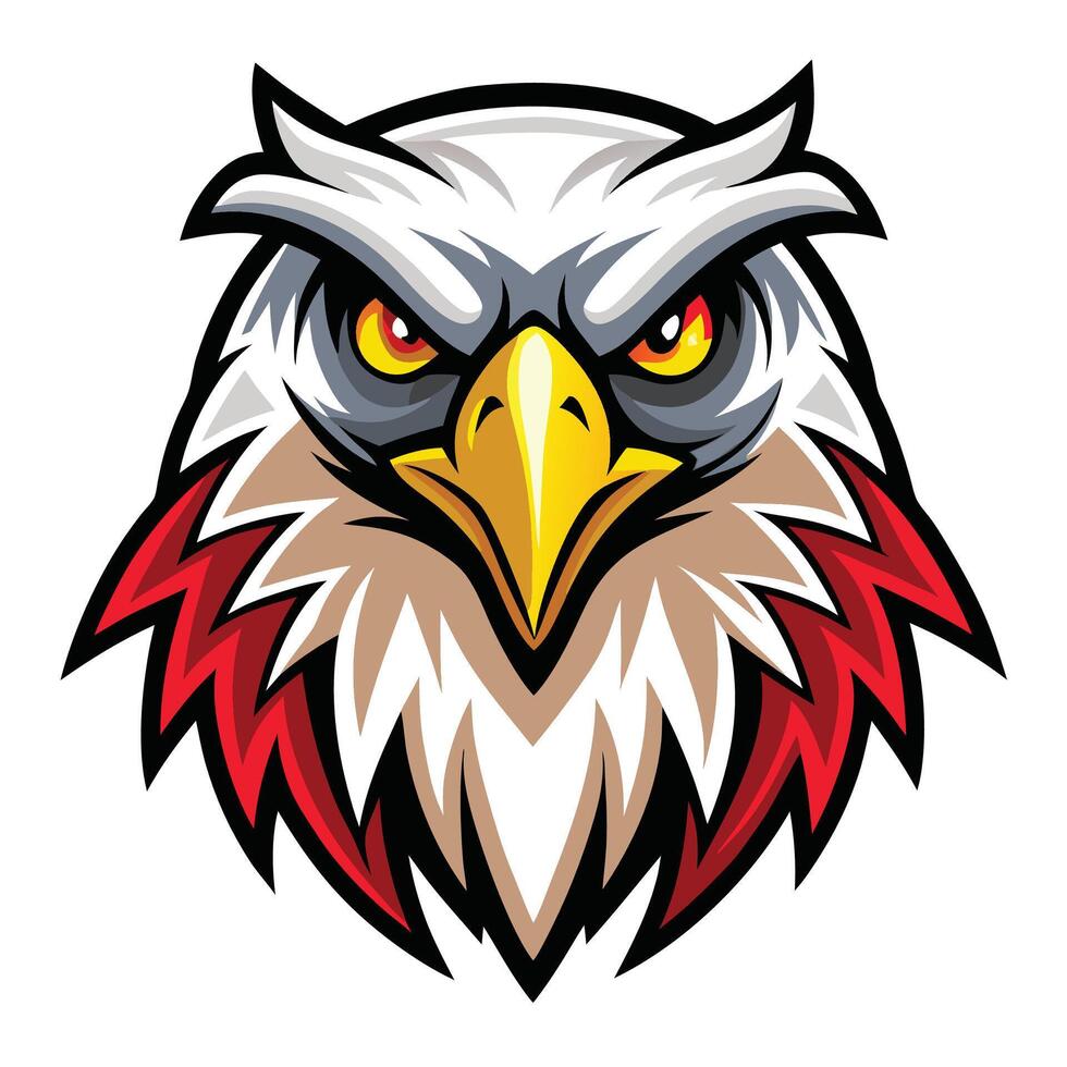 an eagle head with red and white feathers vector