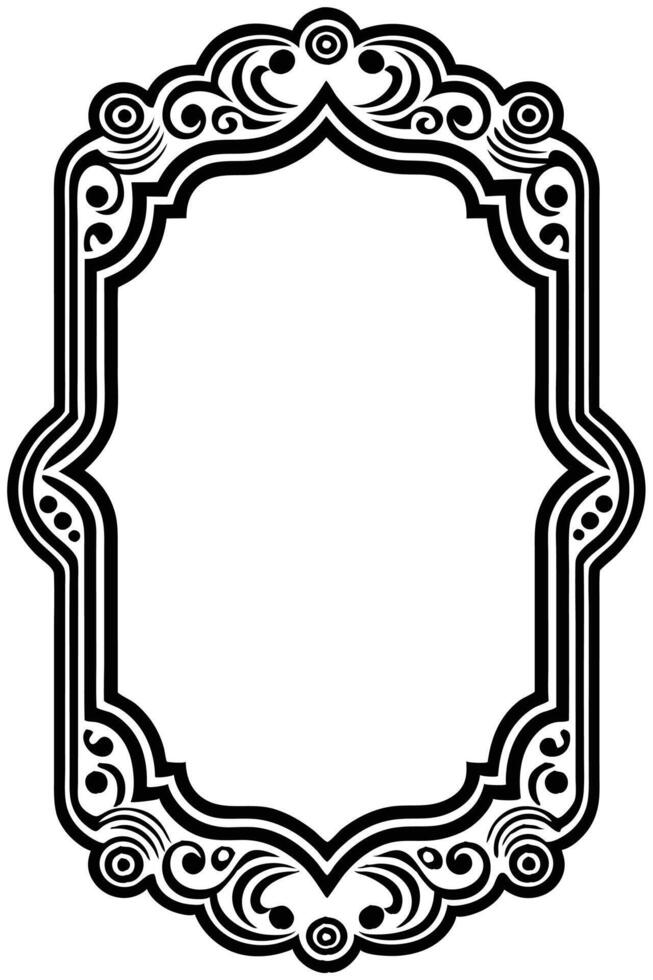 a black and white ornate frame with a white background vector