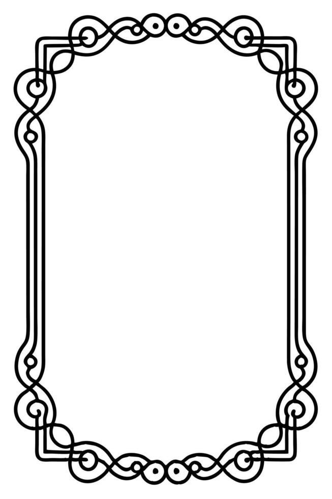 a black and white drawing of a frame with a scroll vector