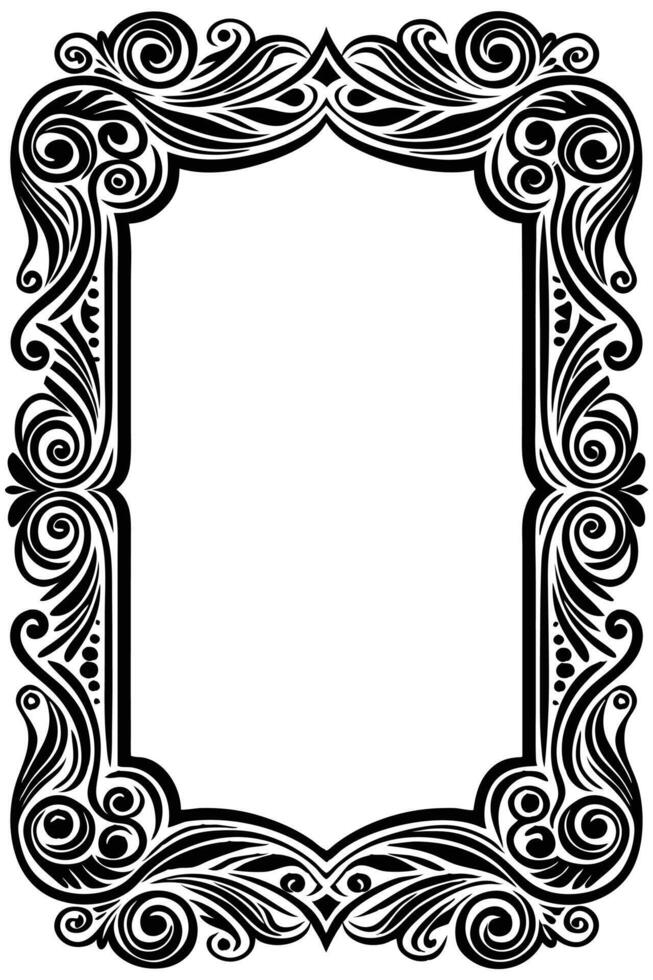 a black and white ornate frame with swirls vector