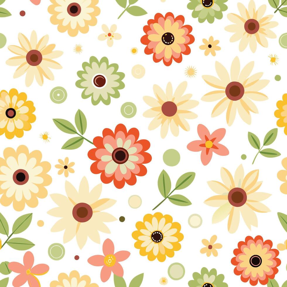 floral seamless pattern with flowers on white background vector