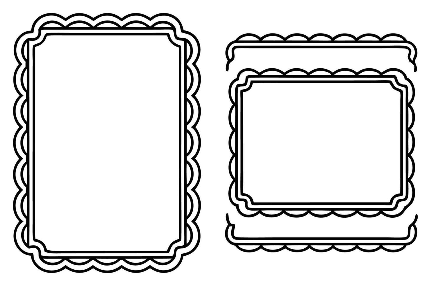 two frames with a border and a border line vector