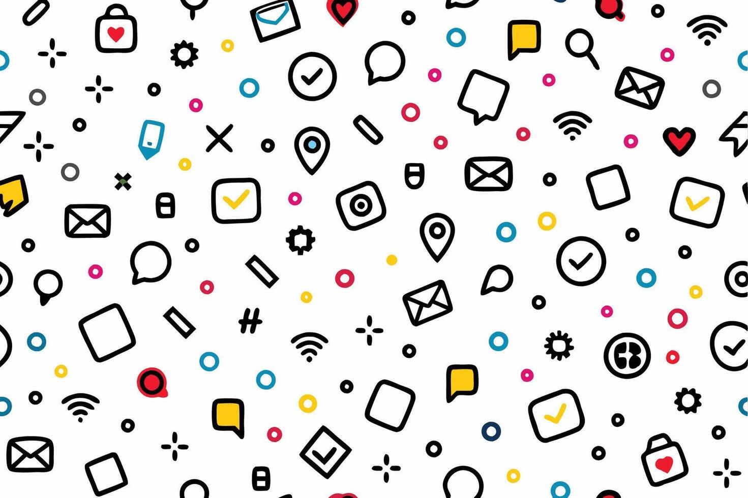 a seamless pattern with many different icons vector