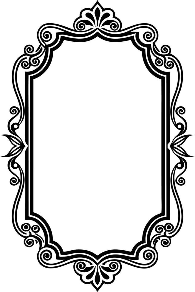 a black and white ornate frame with a white border vector