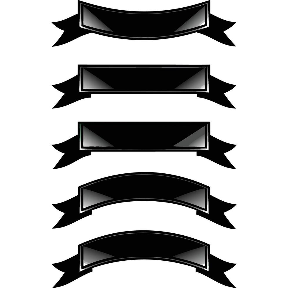 black ribbons set on white background vector