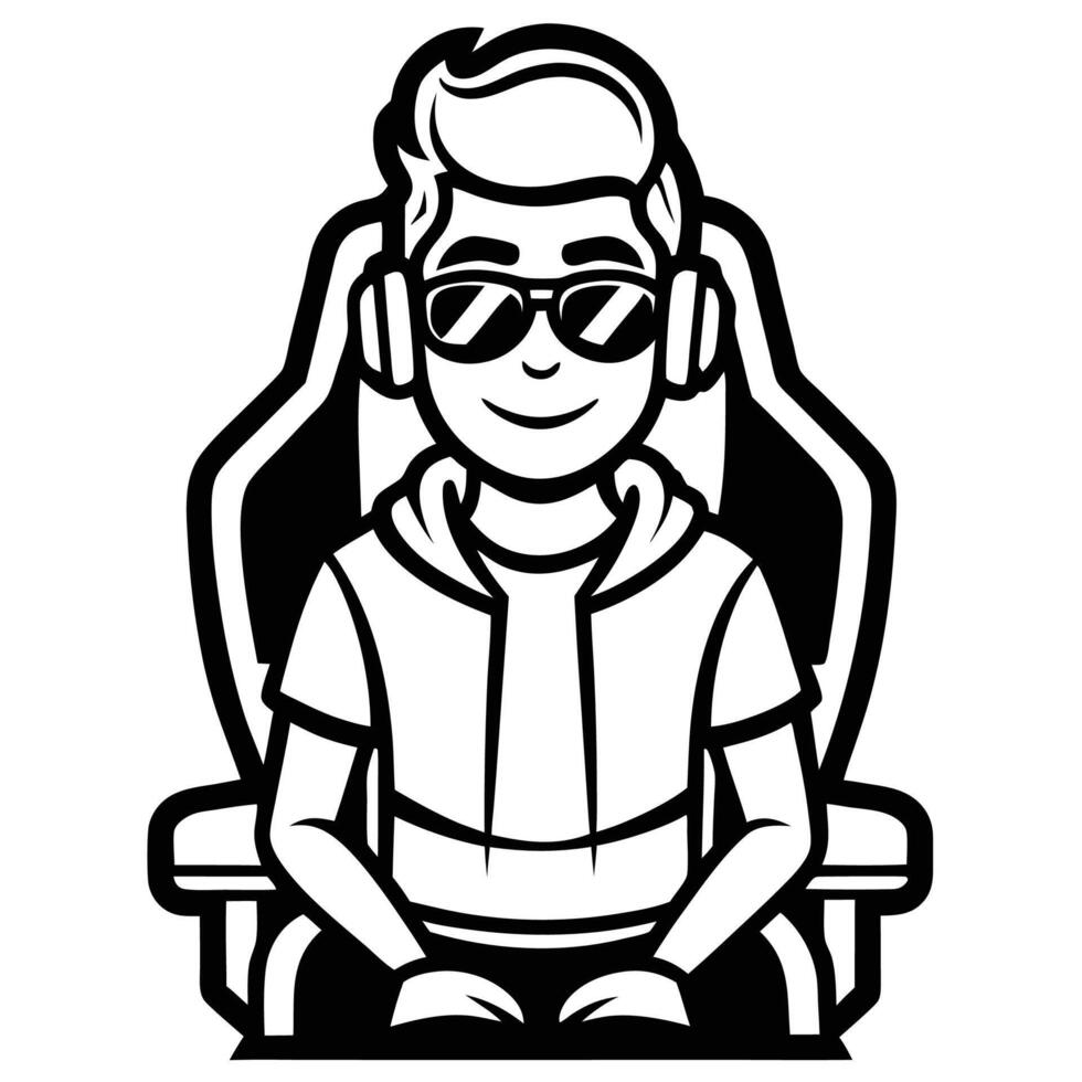 a man wearing sunglasses sits in a chair vector