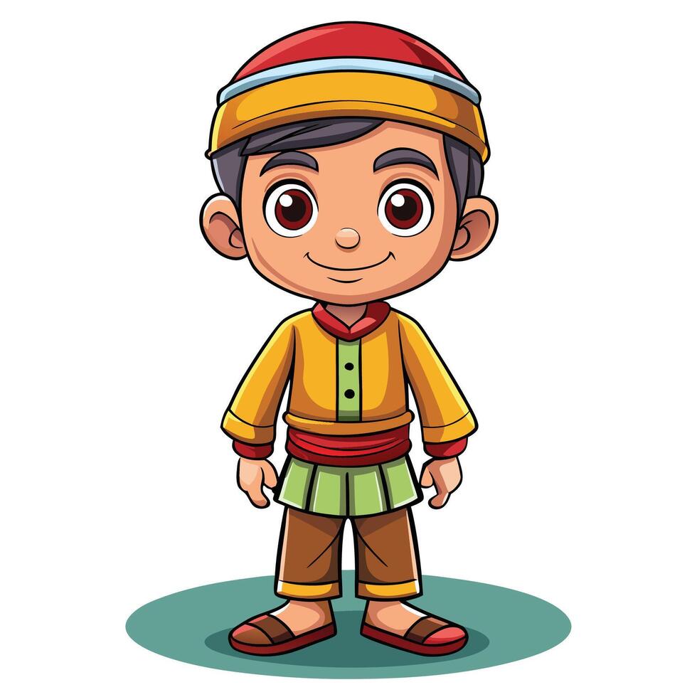 a cartoon boy in traditional clothing vector