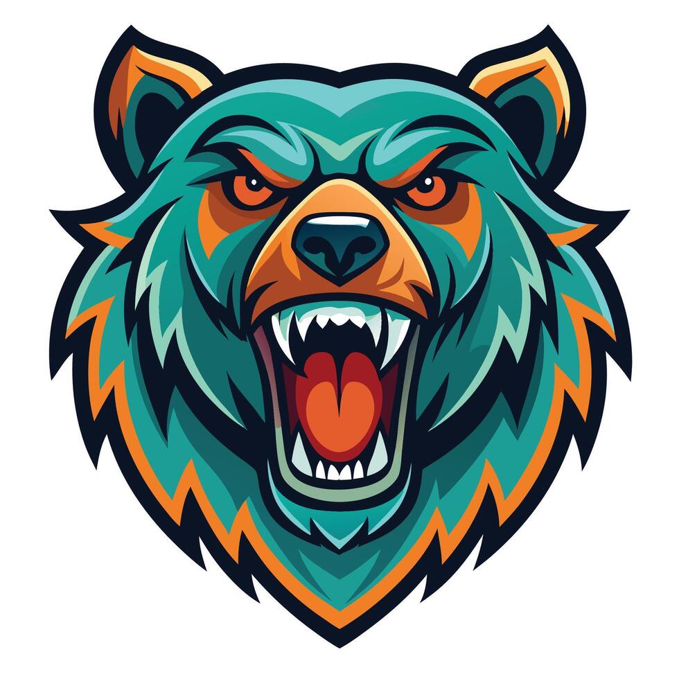the head of a bear with an angry expression vector
