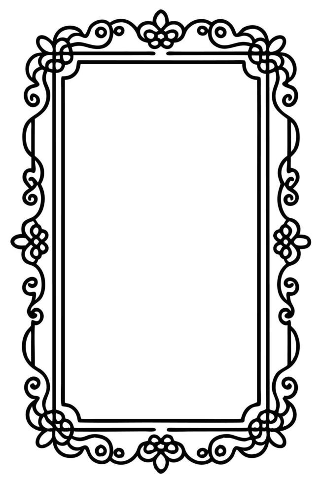 a black and white drawing of a frame with ornate design vector