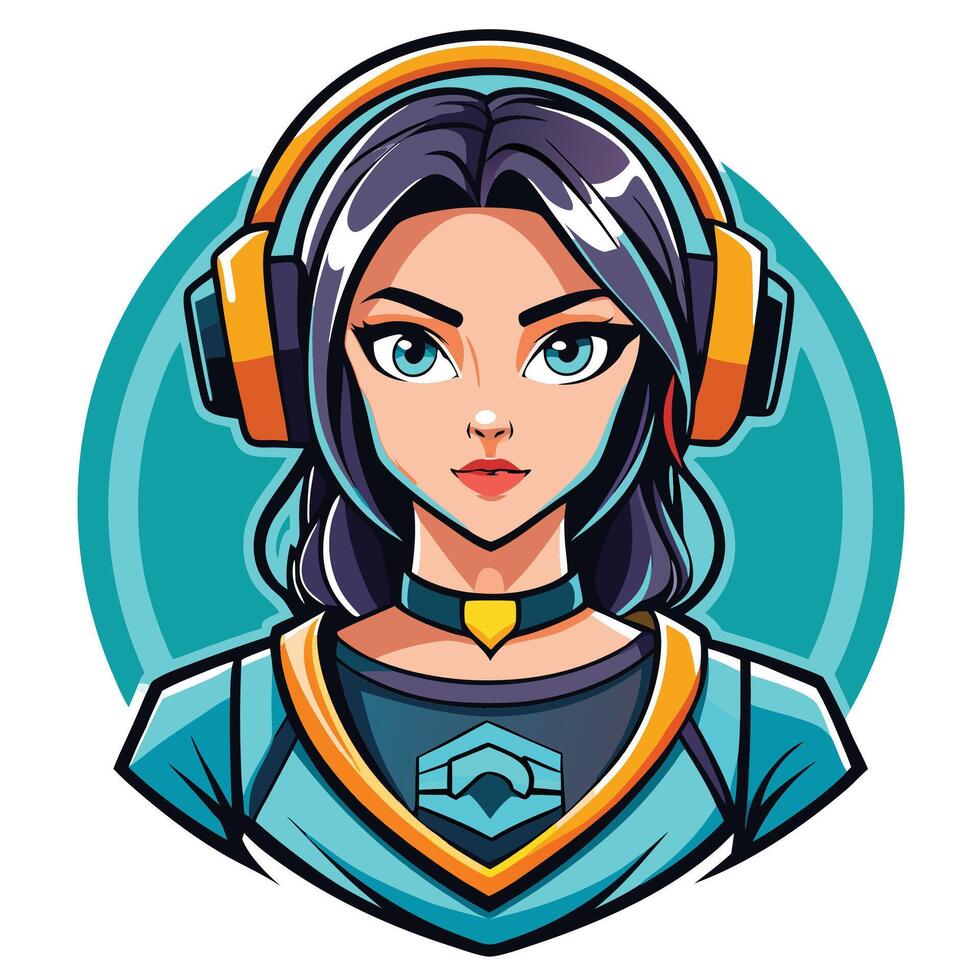 a girl with headphones on her head vector