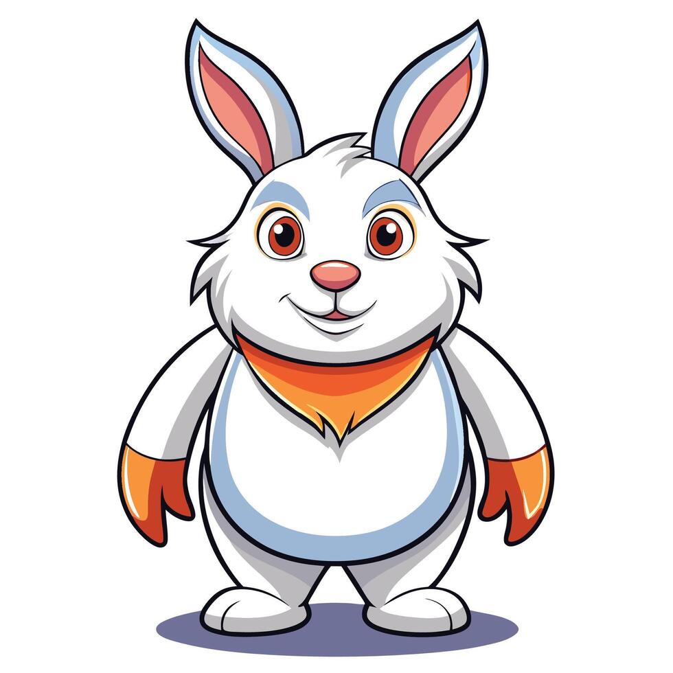a cartoon white rabbit with orange and white stripes vector