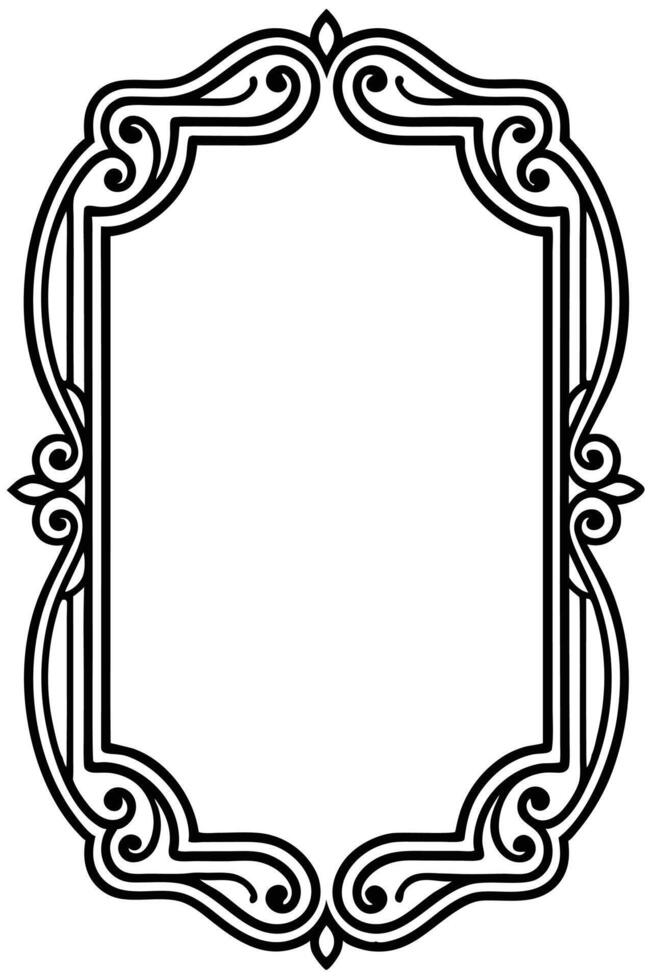 a black and white drawing of a frame with ornate design vector