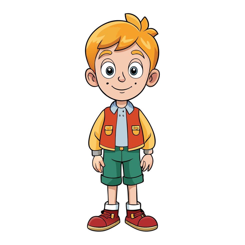 cartoon boy in a vest and shorts vector