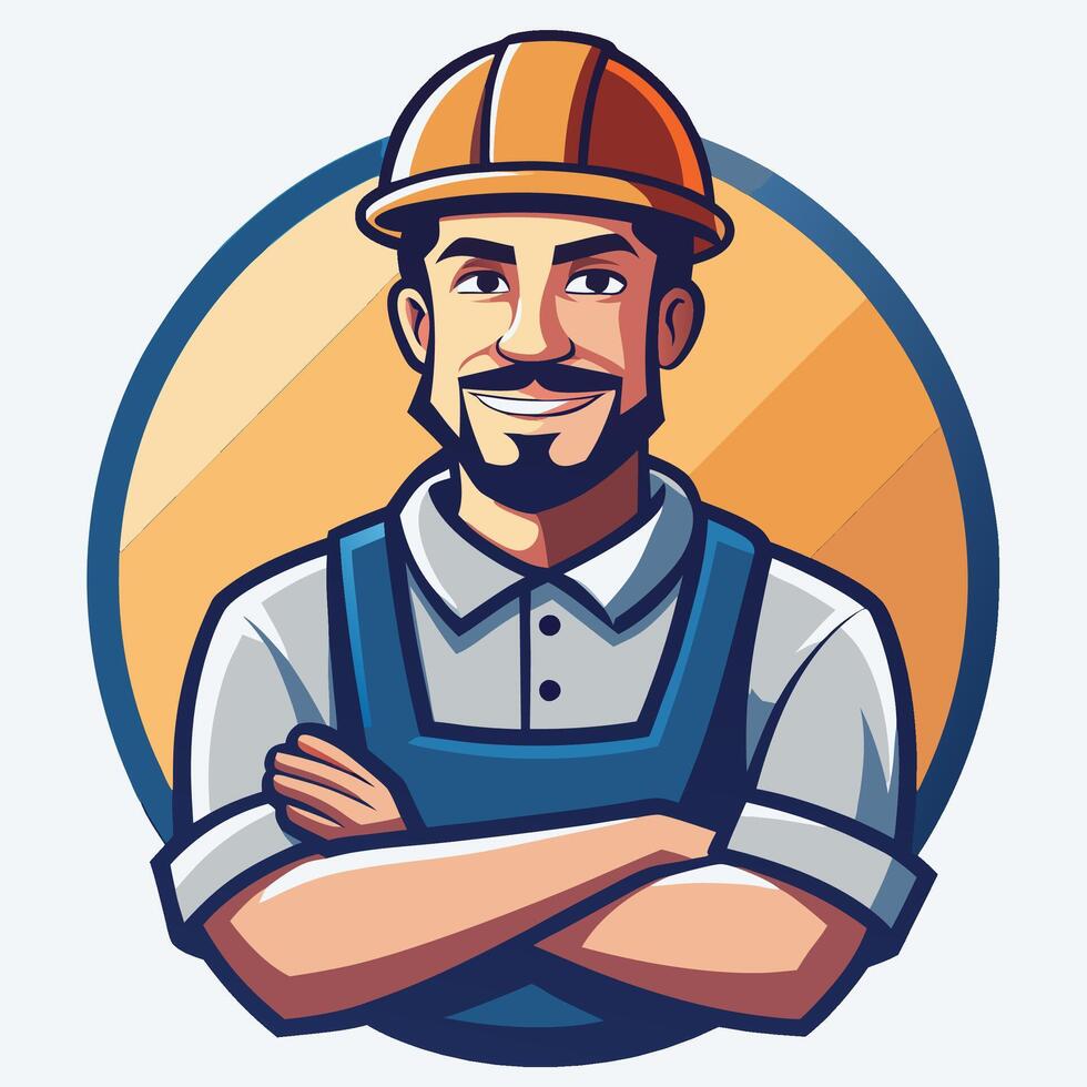 a man in a hard hat and overalls vector