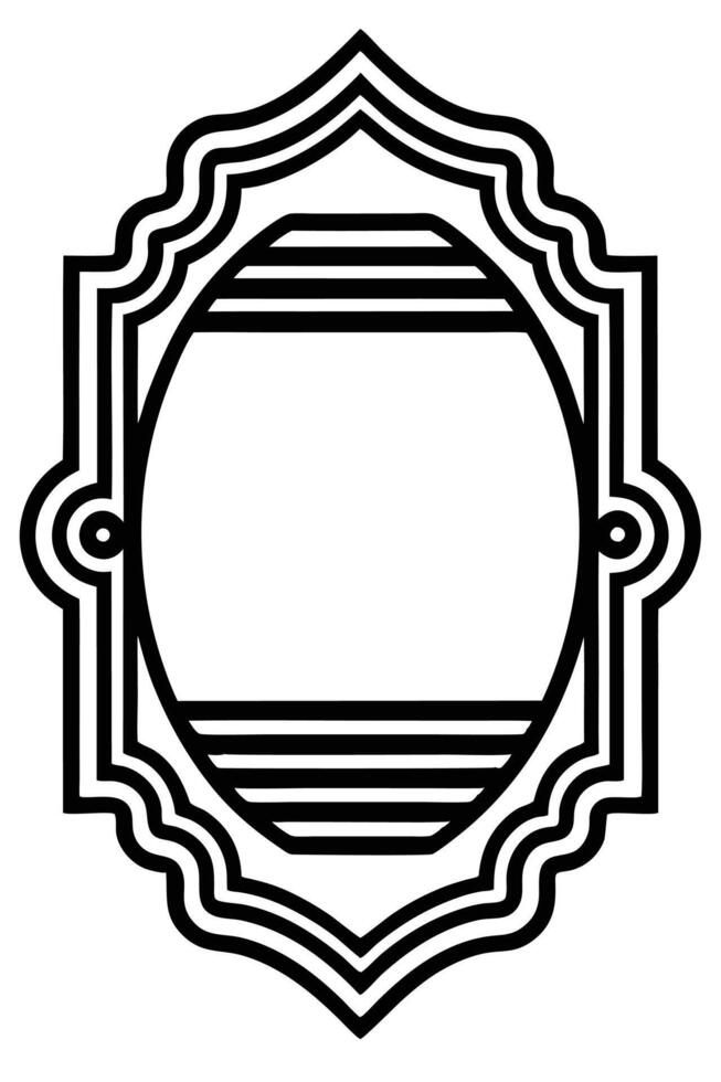 a black and white illustration of a round frame vector