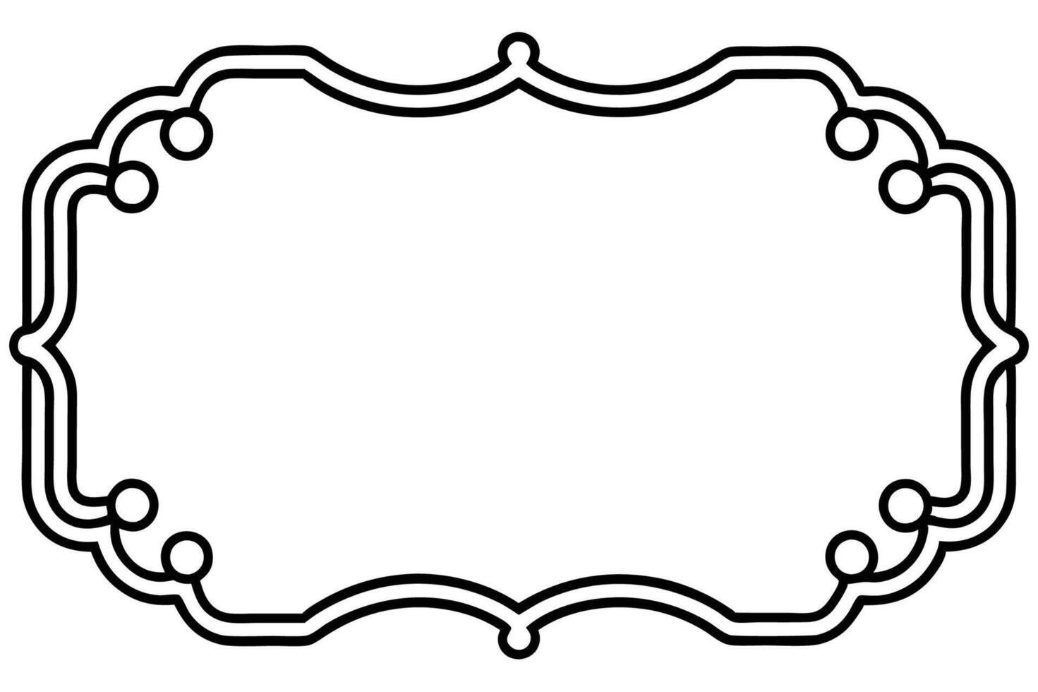 a black and white drawing of a frame with a scroll vector