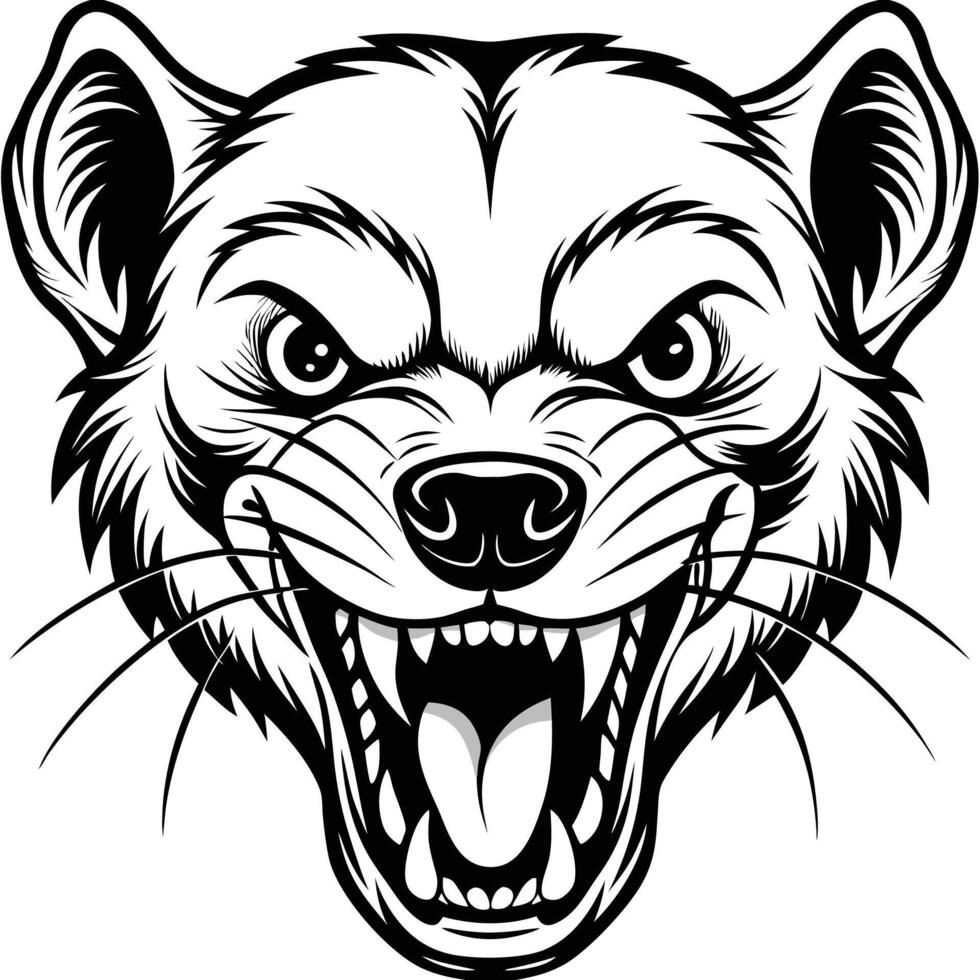 a black and white illustration of a wild animal head vector