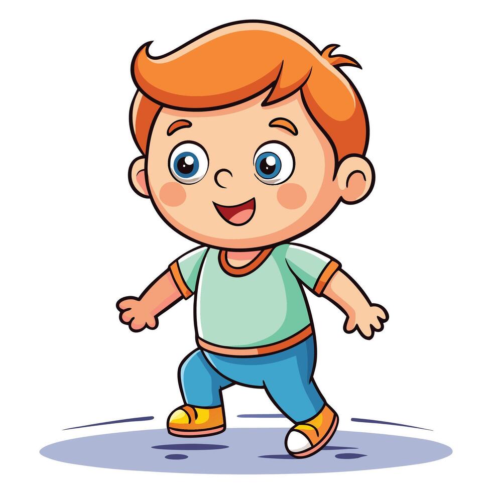 cartoon boy running on white background vector