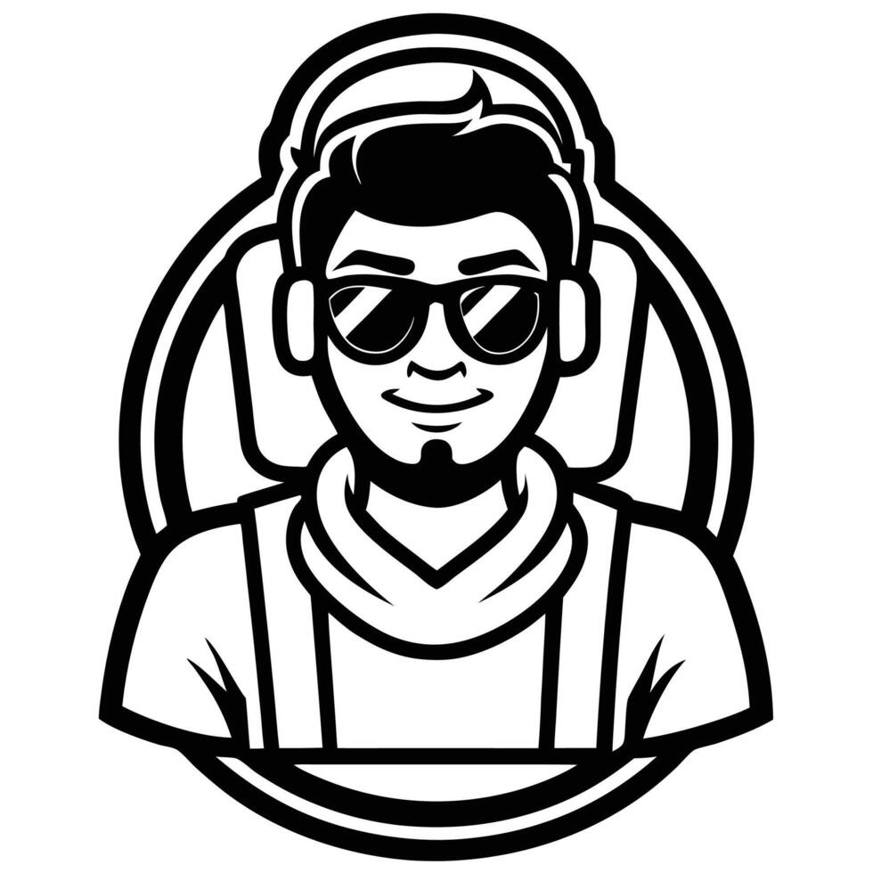 a man wearing sunglasses and a hat vector