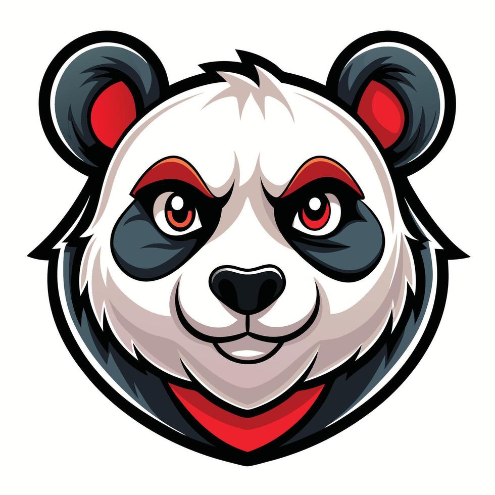 a panda bear head with red eyes and black fur vector