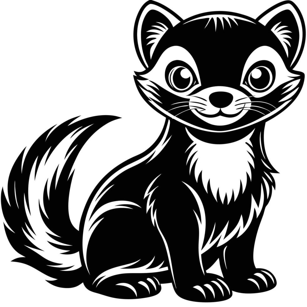 a black and white cartoon of a weasel vector