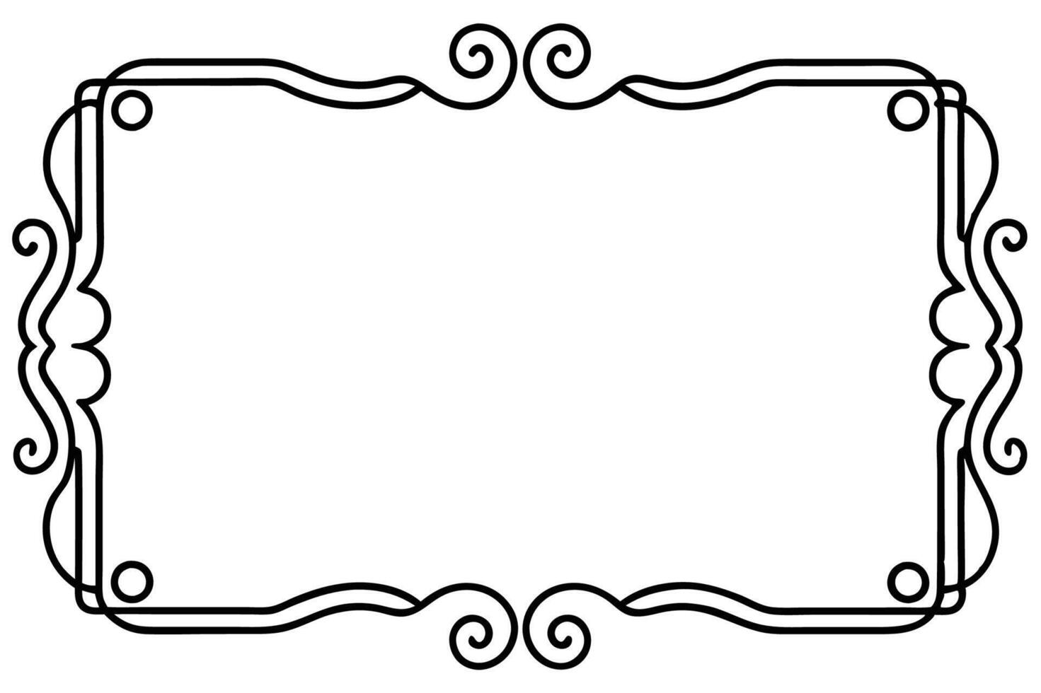 a black and white drawing of a frame with scrollwork vector
