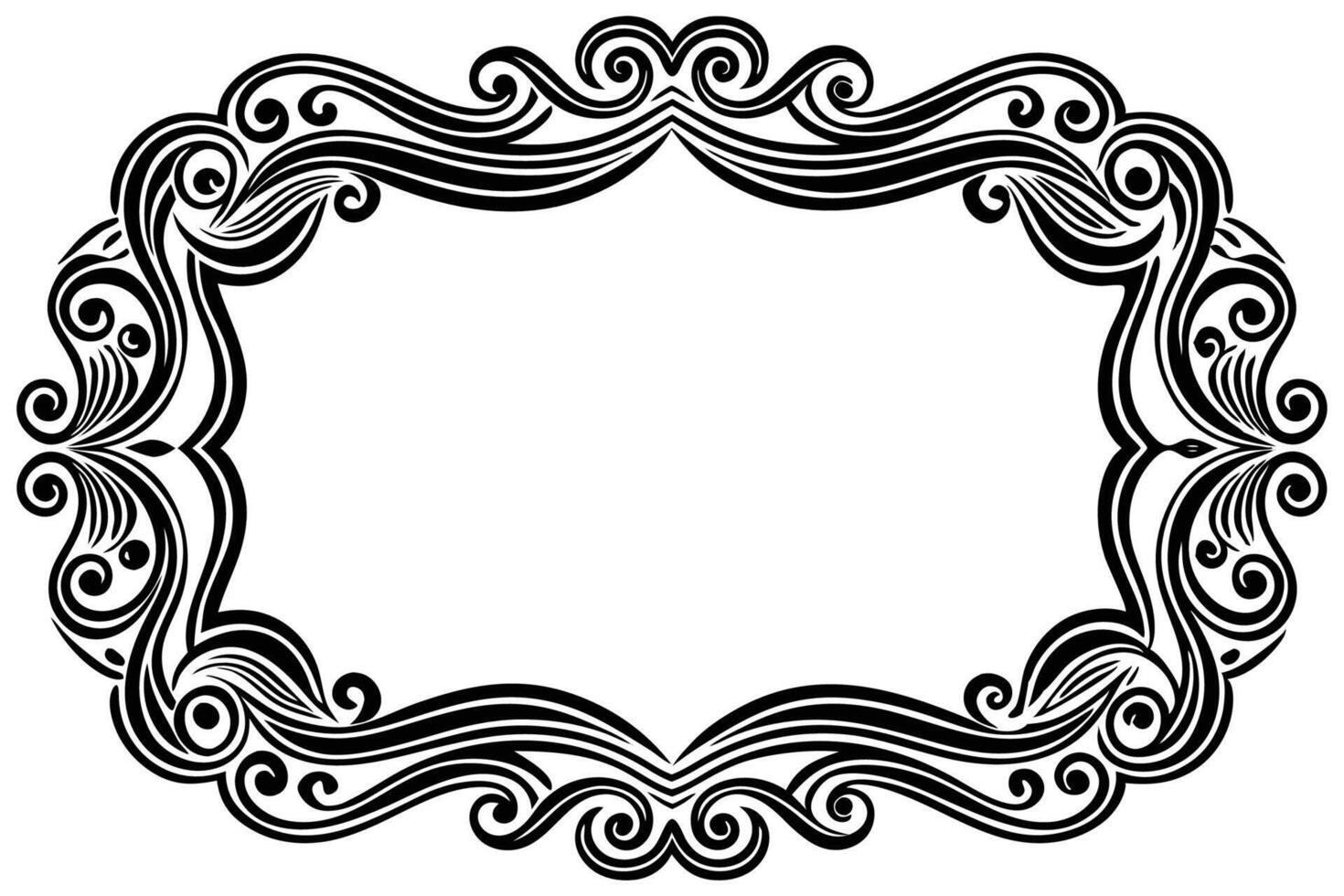 a black and white ornate frame with swirls vector