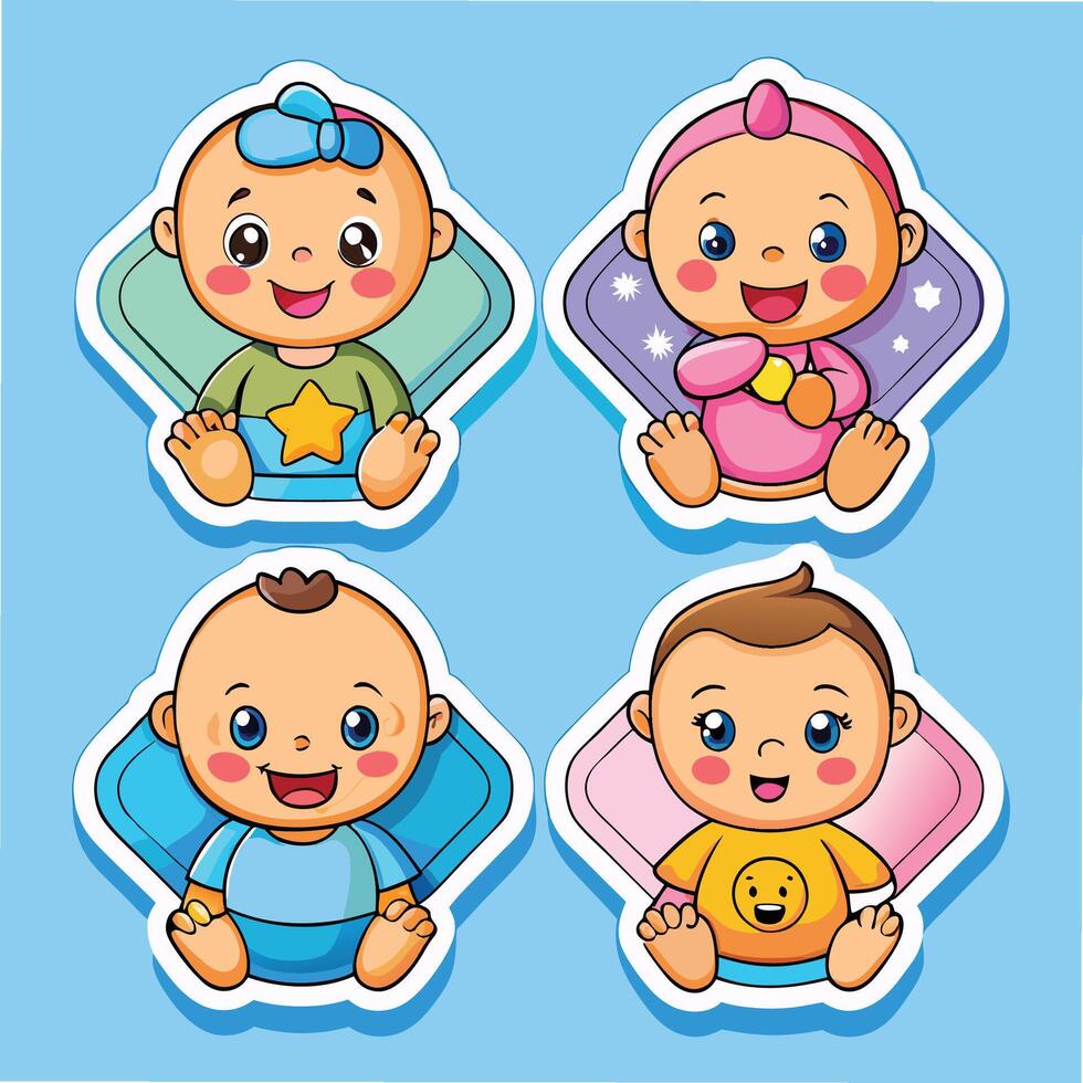 baby stickers set illustration vector