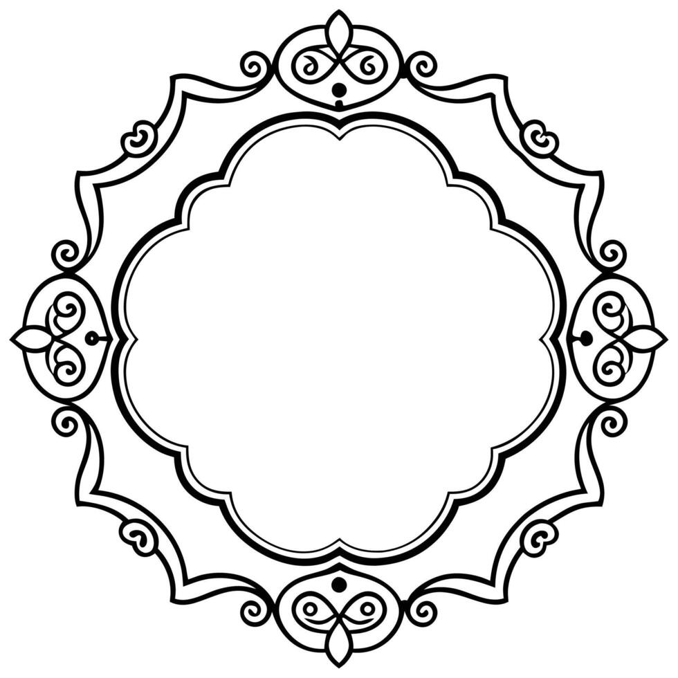 a round frame with a black and white design vector