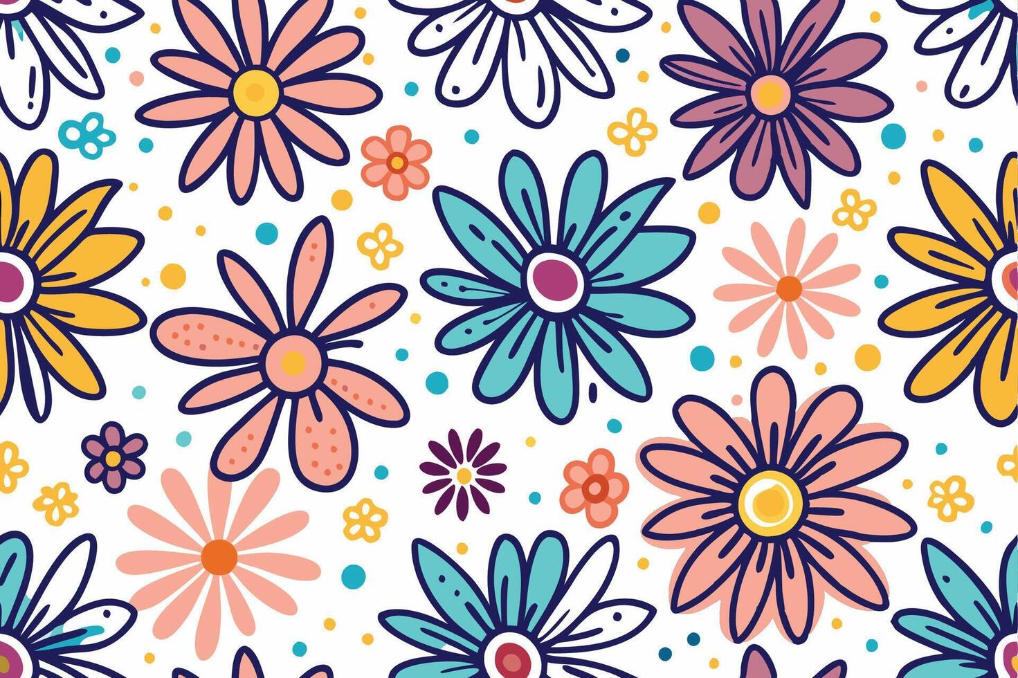 a colorful floral pattern with flowers vector