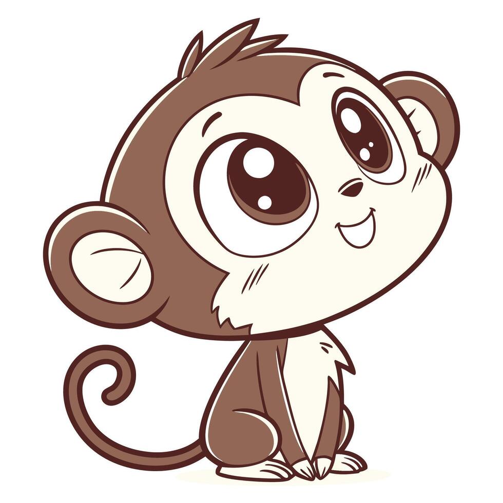 cartoon monkey with big eyes and big eyes vector