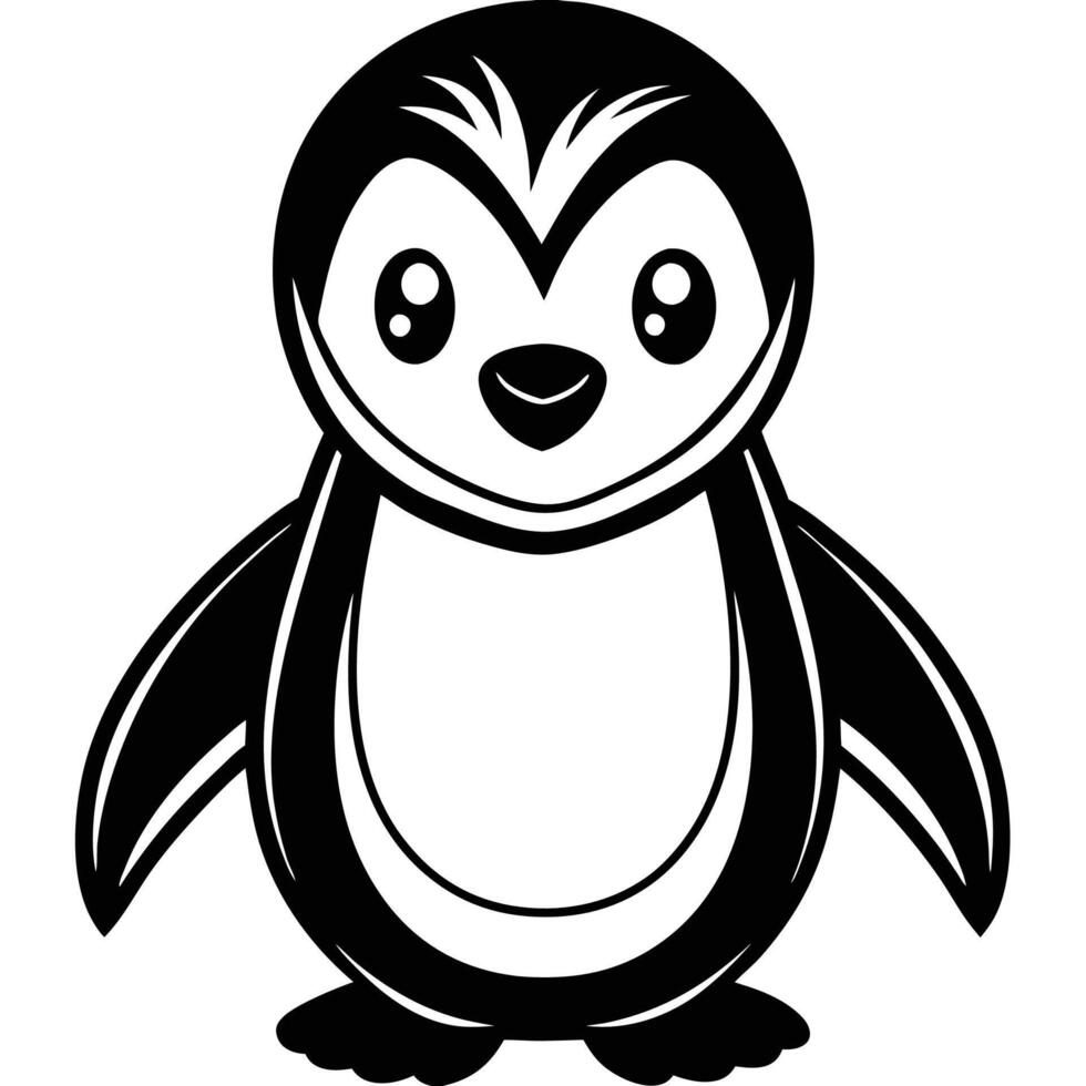 a penguin is shown in a black and white drawing vector