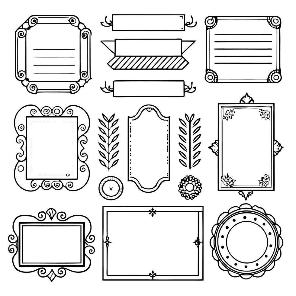 set of vintage frames and frames for design vector