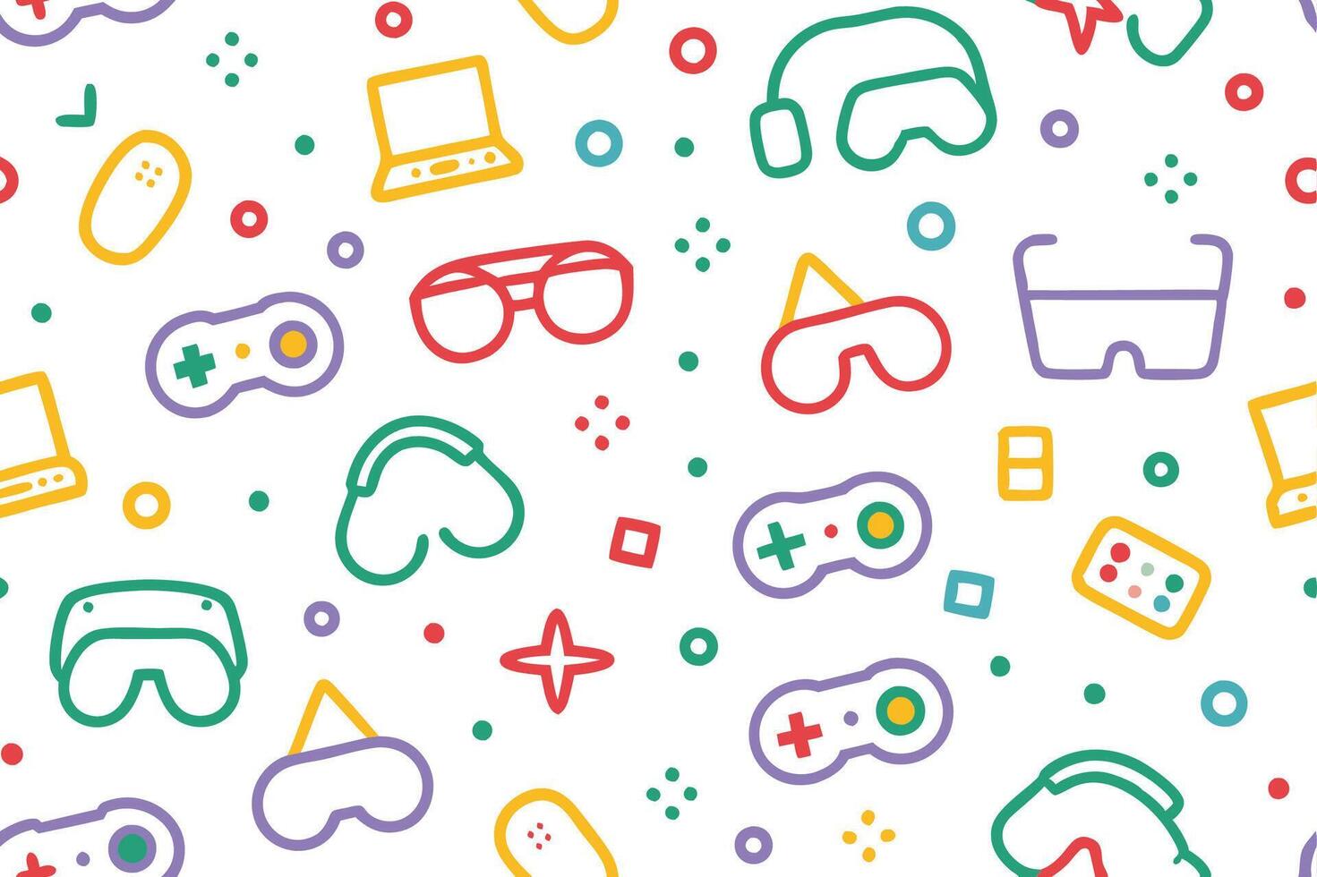 a seamless pattern with various objects and accessories vector
