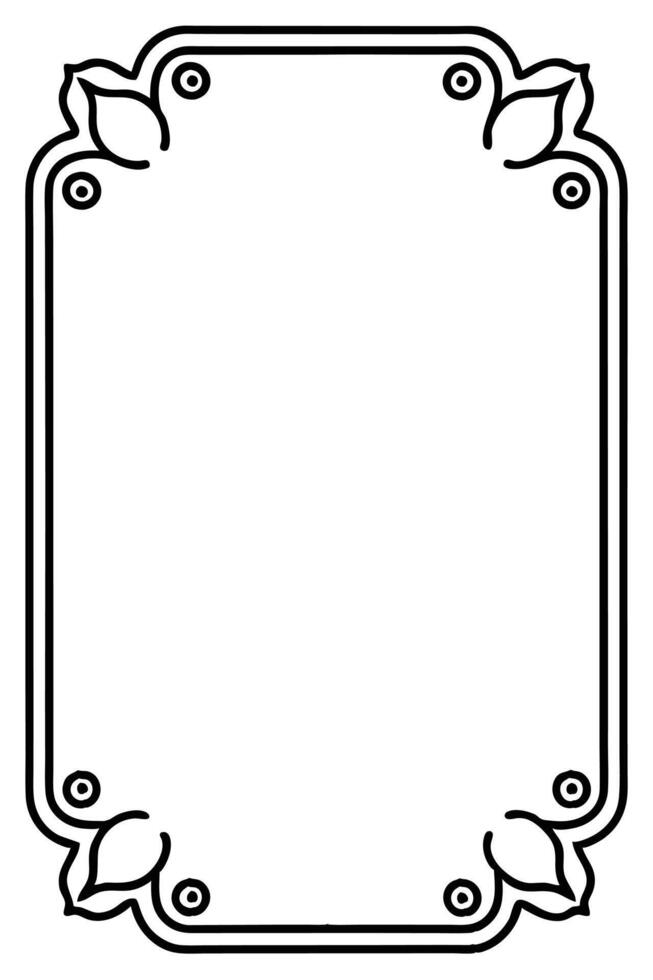 a black and white drawing of a frame with a flower vector