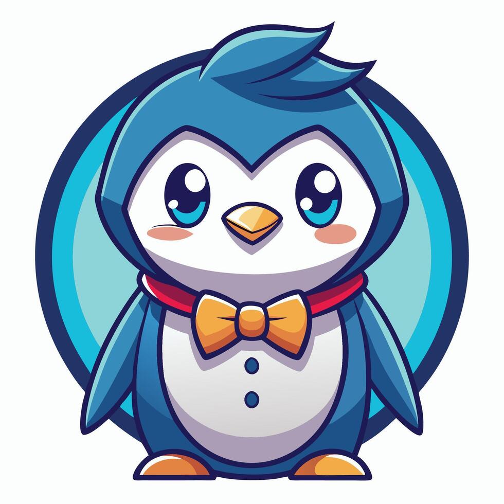 a cartoon penguin wearing a bow tie and tie vector