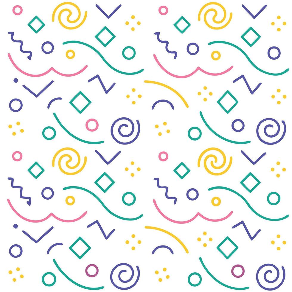 seamless pattern with colorful geometric shapes and lines vector
