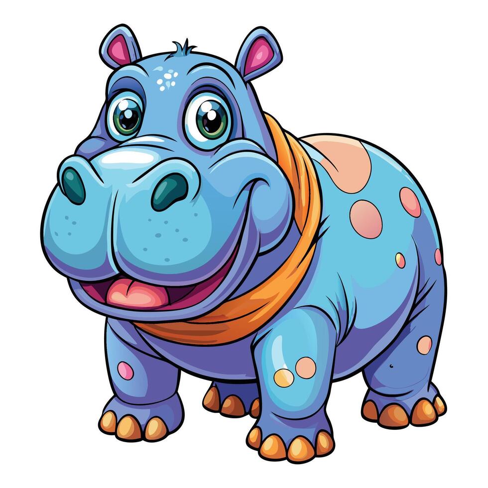 a cartoon hippo with a blue bandana vector