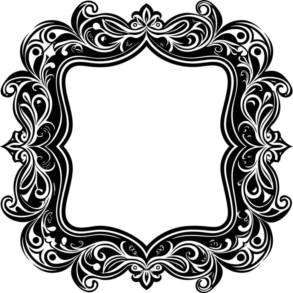a black and white ornate frame with a white border vector