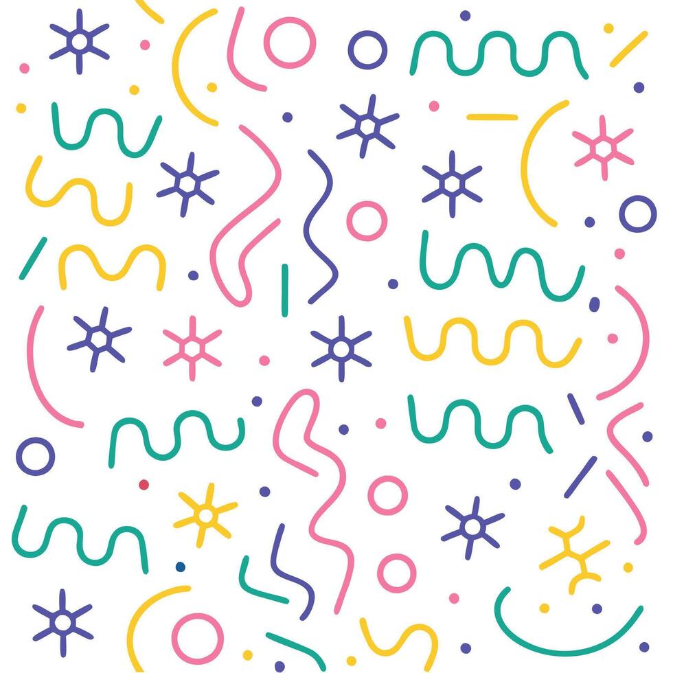 a colorful pattern with various shapes and stars vector