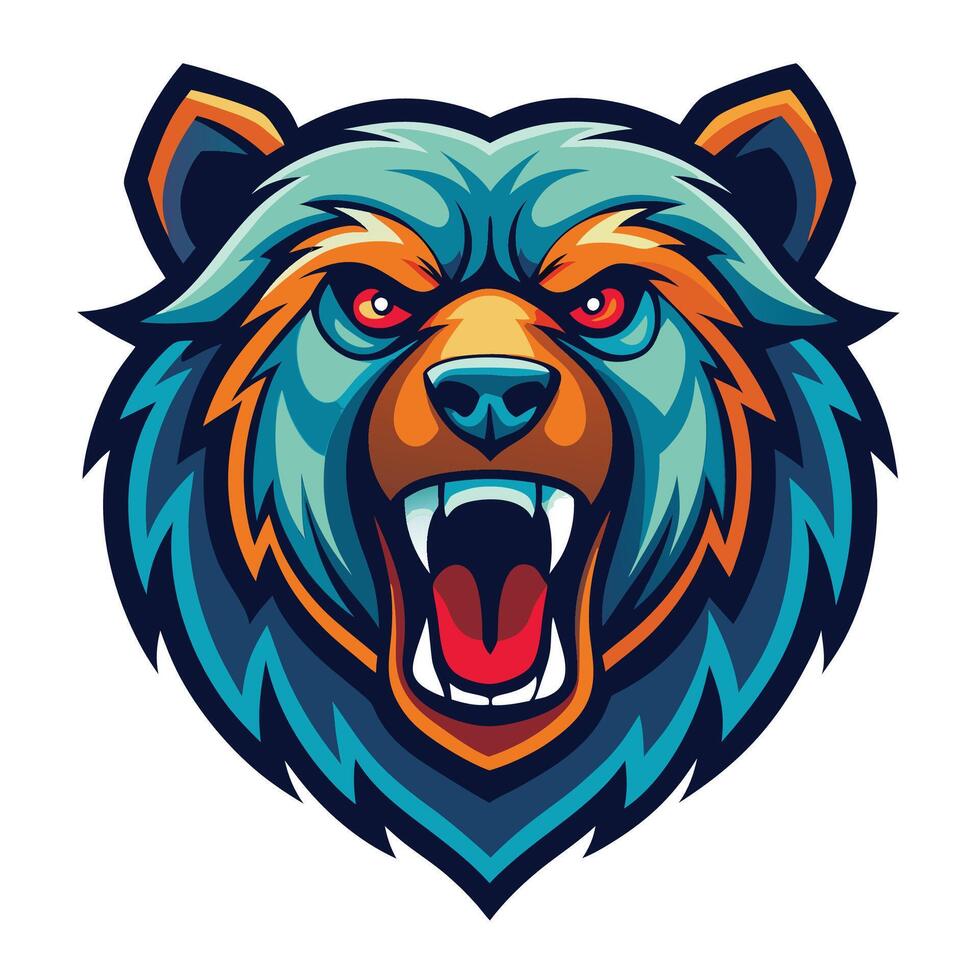 the head of a bear with its mouth open vector