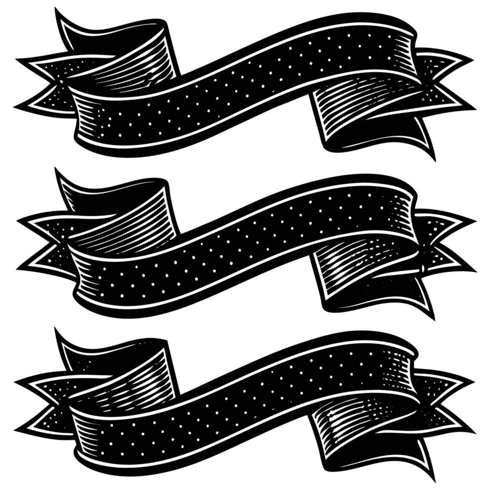 set of vintage retro ribbons illustration vector