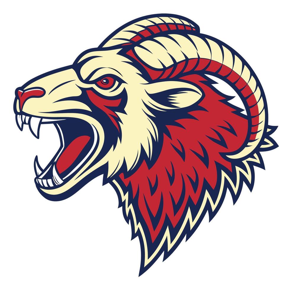 mascot head ram head with open mouth vector