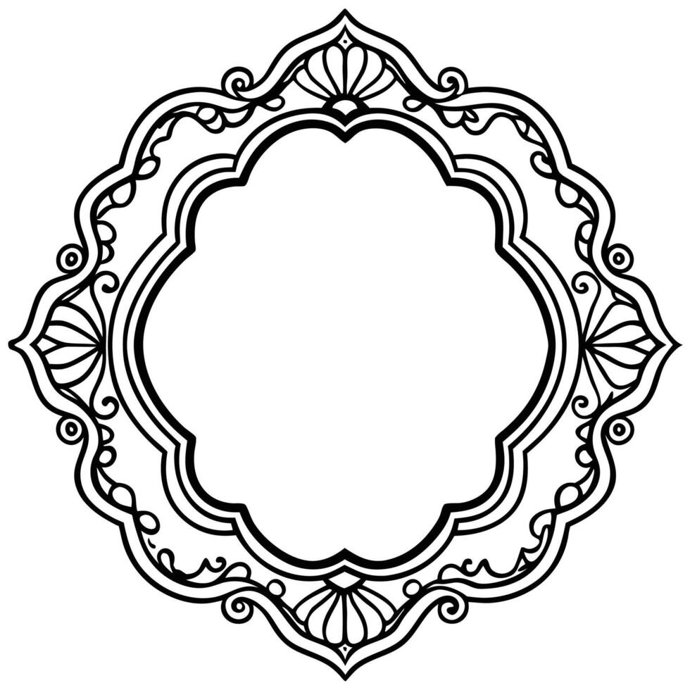 a black and white ornate frame with a white background vector