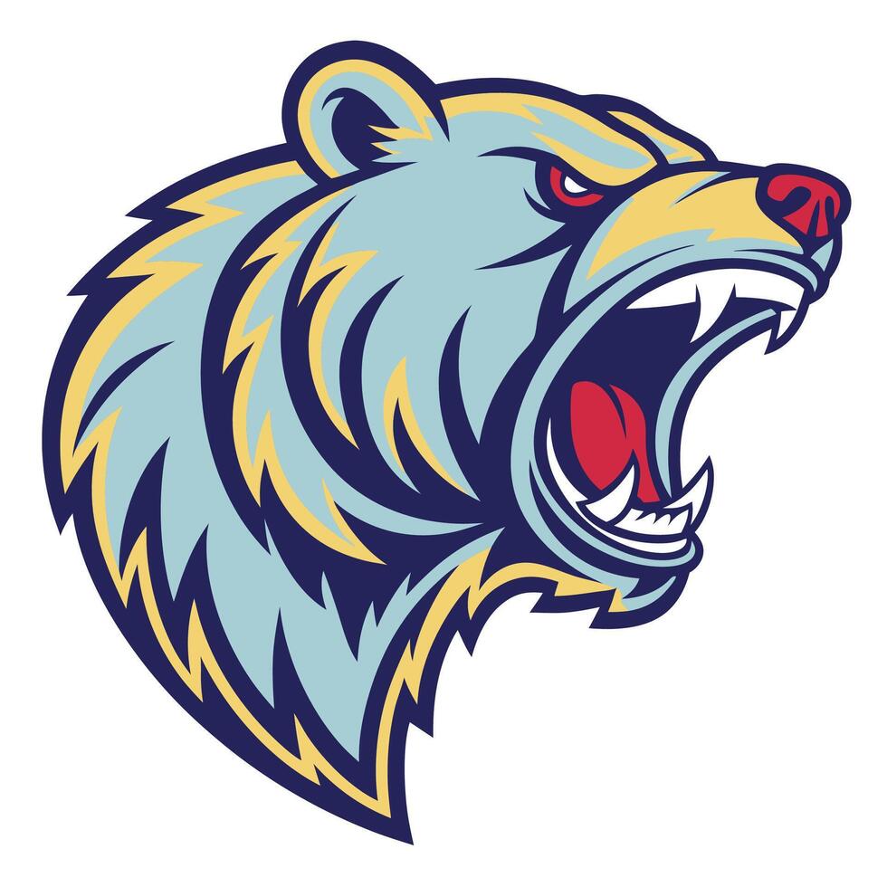 the head of a grizzly bear is shown with its mouth open vector