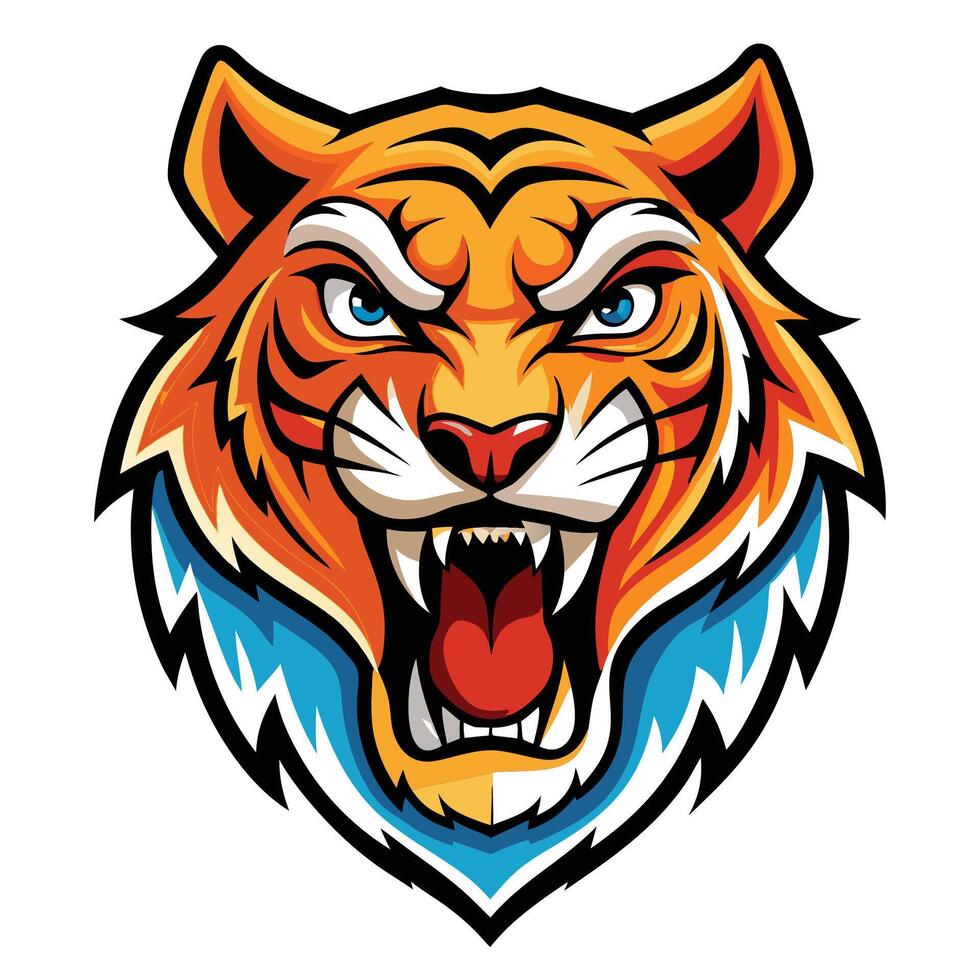 the head of a tiger is shown in a cartoon style vector