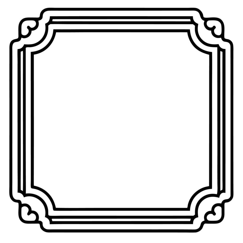 a black and white drawing of a square frame vector
