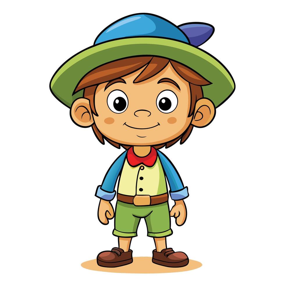 cartoon boy in hat vector